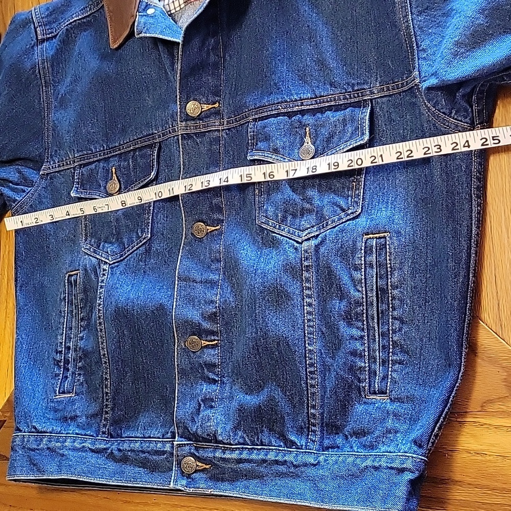 Vintage Marlboro Country Store Denim Jacket with Leather Collar Size Large - Picture 7 of 12